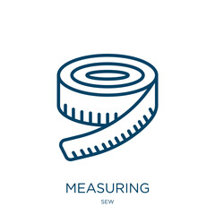 Poster - measuring icon from sew collection. Thin linear measuring, 1, measurement outline icon isolated on white background. Line vector measuring sign, symbol for web and mobile