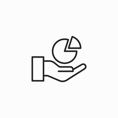 Hand Giving A Pie Chart. Data usage pie chart in hand icon vector. Hand Pie Chart Icon Vector. Hands give circle diagram illustration. Report Graph Logo. Audit Symbol.