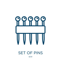 Poster - set of pins icon from sew collection. Thin linear set of pins, pin, pointer outline icon isolated on white background. Line vector set of pins sign, symbol for web and mobile
