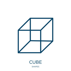Poster - cube icon from shapes collection. Thin linear cube , square, box outline icon isolated on white background. Line vector cube sign, symbol for web and mobile