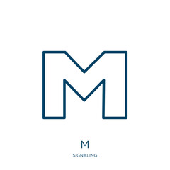Poster - m icon from signaling collection. thin linear m, business, corporate outline icon isolated on white 