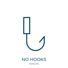 Poster - no hooks icon from signaling collection. Thin linear no hooks, hook, label outline icon isolated on white background. Line vector no hooks sign, symbol for web and mobile