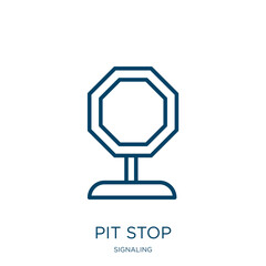 Poster - pit stop icon from signaling collection. Thin linear pit stop, repair, auto outline icon isolated on white background. Line vector pit stop sign, symbol for web and mobile