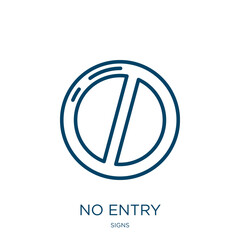 Poster - no entry icon from signs collection. Thin linear no entry, entry, stop outline icon isolated on white background. Line vector no entry sign, symbol for web and mobile
