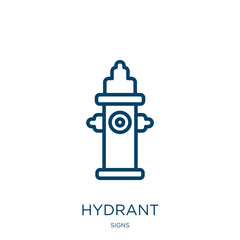 Poster - hydrant icon from signs collection. Thin linear hydrant, emergency, danger outline icon isolated on white background. Line vector hydrant sign, symbol for web and mobile
