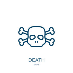 Poster - death icon from signs collection. Thin linear death, toxic, dead outline icon isolated on white background. Line vector death sign, symbol for web and mobile