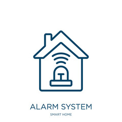 Poster - alarm system icon from smart home collection. Thin linear alarm system, alarm, system outline icon isolated on white background. Line vector alarm system sign, symbol for web and mobile