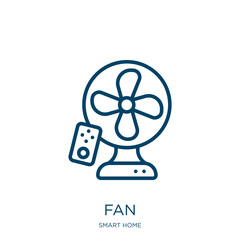 Poster - fan icon from smart home collection. Thin linear fan, rotor, equipment outline icon isolated on white background. Line vector fan sign, symbol for web and mobile