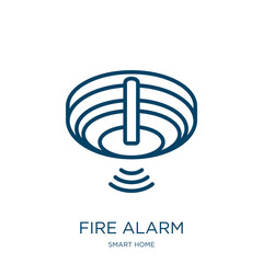 Poster - fire alarm icon from smart home collection. Thin linear fire alarm, safety, alarm outline icon isolated on white background. Line vector fire alarm sign, symbol for web and mobile