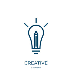 Poster - creative icon from strategy collection. thin linear creative, idea, simple outline icon isolated on 