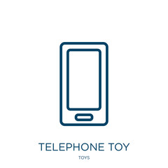 Poster - telephone toy icon from toys collection. Thin linear telephone toy, telephone, phone outline icon isolated on white background. Line vector telephone toy sign, symbol for web and mobile