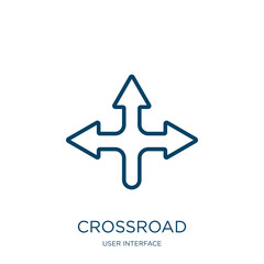 Poster - crossroad icon from user interface collection. thin linear crossroad, road, navigation outline icon 