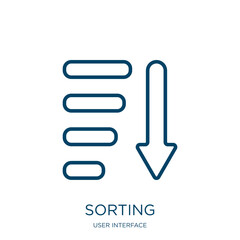 Poster - sorting icon from user interface collection. Thin linear sorting, sort, internet outline icon isolated on white background. Line vector sorting sign, symbol for web and mobile