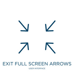 Poster - exit full screen arrows icon from user interface collection. Thin linear exit full screen arrows, small, arrow outline icon isolated on white background. Line vector exit full screen arrows sign,