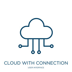 Poster - cloud with connection icon from user interface collection. thin linear cloud with connection, networ