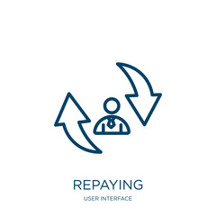 Poster - repaying icon from user interface collection. Thin linear repaying, arrow, repay outline icon isolated on white background. Line vector repaying sign, symbol for web and mobile