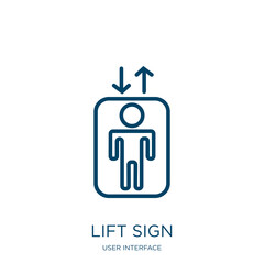Poster - lift sign icon from user interface collection. Thin linear lift sign, health, lift outline icon isolated on white background. Line vector lift sign sign, symbol for web and mobile