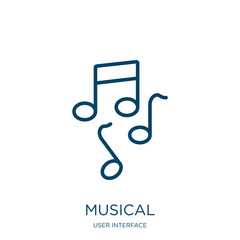 Poster - musical icon from user interface collection. Thin linear musical, music, sound outline icon isolated on white background. Line vector musical sign, symbol for web and mobile
