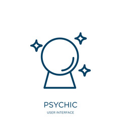 Poster - psychic icon from user interface collection. Thin linear psychic, idea, mental outline icon isolated on white background. Line vector psychic sign, symbol for web and mobile