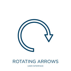 Poster - rotating arrows icon from user interface collection. Thin linear rotating arrows, arrow, rotation outline icon isolated on white background. Line vector rotating arrows sign, symbol for web and mobile