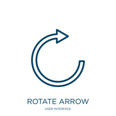 Poster - rotate arrow icon from user interface collection. Thin linear rotate arrow, arrow, rotation outline icon isolated on white background. Line vector rotate arrow sign, symbol for web and mobile