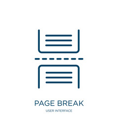 Poster - page break icon from user interface collection. Thin linear page break, page, cup outline icon isolated on white background. Line vector page break sign, symbol for web and mobile