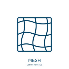 Poster - mesh icon from user interface collection. Thin linear mesh, light, technology outline icon isolated on white background. Line vector mesh sign, symbol for web and mobile