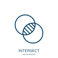 Poster - intersect icon from user interface collection. Thin linear intersect, junction, road outline icon isolated on white background. Line vector intersect sign, symbol for web and mobile