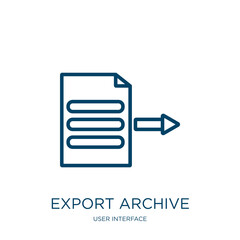 Poster - export archive icon from user interface collection. Thin linear export archive, data, document outline icon isolated on white background. Line vector export archive sign, symbol for web and mobile