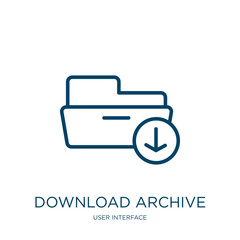Poster - download archive icon from user interface collection. Thin linear download archive, download, upload outline icon isolated on white background. Line vector download archive sign, symbol for web and