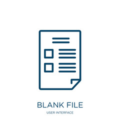 Poster - blank file icon from user interface collection. Thin linear blank file, blank, document outline icon isolated on white background. Line vector blank file sign, symbol for web and mobile