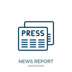 Poster - news report icon from user interface collection. thin linear news report, news, report outline icon 