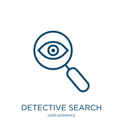 Poster - detective search icon from user interface collection. Thin linear detective search, search, optical outline icon isolated on white background. Line vector detective search sign, symbol for web and