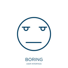 Poster - boring icon from user interface collection. Thin linear boring, person, bored outline icon isolated on white background. Line vector boring sign, symbol for web and mobile