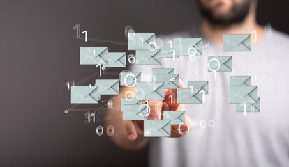 Poster - Approved email and spam message displayed on a futuristic interface