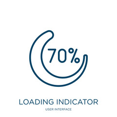 Poster - loading indicator icon from user interface collection. Thin linear loading indicator, upload, download outline icon isolated on white background. Line vector loading indicator sign, symbol for web and