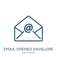 Poster - email opened envelope icon from user interface collection. Thin linear email opened envelope, mail, post outline icon isolated on white background. Line vector email opened envelope sign, symbol for