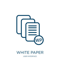 Aufkleber - white paper icon from user interface collection. Thin linear white paper, paper, page outline icon isolated on white background. Line vector white paper sign, symbol for web and mobile