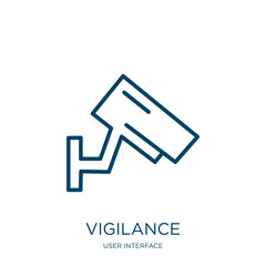 Poster - vigilance icon from user interface collection. Thin linear vigilance, protection, safety outline icon isolated on white background. Line vector vigilance sign, symbol for web and mobile