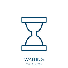 Poster - waiting icon from user interface collection. Thin linear waiting, information, time outline icon isolated on white background. Line vector waiting sign, symbol for web and mobile