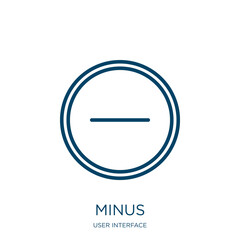 Poster - minus icon from user interface collection. Thin linear minus, plus, technology outline icon isolated on white background. Line vector minus sign, symbol for web and mobile