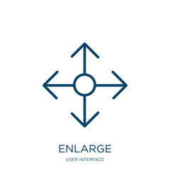 Poster - enlarge icon from user interface collection. Thin linear enlarge, research, lens outline icon isolated on white background. Line vector enlarge sign, symbol for web and mobile
