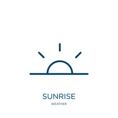 Poster - sunrise icon from weather collection. Thin linear sunrise, sun, sunset outline icon isolated on white background. Line vector sunrise sign, symbol for web and mobile