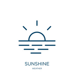 Poster - sunshine icon from weather collection. Thin linear sunshine, weather, sun outline icon isolated on white background. Line vector sunshine sign, symbol for web and mobile