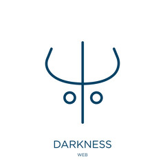 Poster - darkness icon from web collection. Thin linear darkness, dark, garage outline icon isolated on white background. Line vector darkness sign, symbol for web and mobile