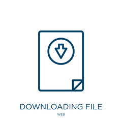 Poster - downloading file icon from web collection. thin linear downloading file, download, internet outline 