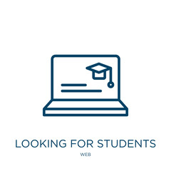 Poster - looking for students icon from web collection. thin linear looking for students, student, study outl