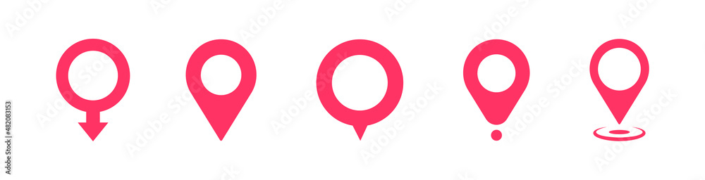 Map pointers icon set. Location pin collection. Map pointer GPS ...