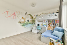 Kid Bedroom With Creative Painted Walls