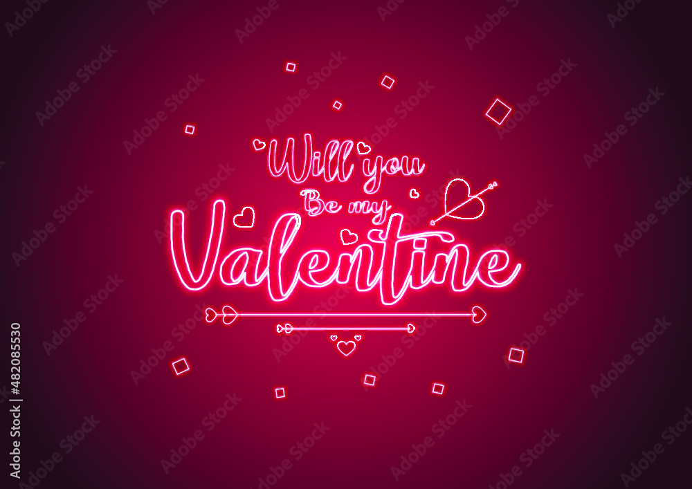 Happy valentines day background with neon lights text style premium ...